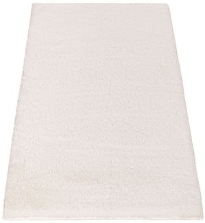 KADIMA DESIGN Teppich waschmaschinenwaschbar Unifarben Hochflor Teppich Badezimmer, Rechteckig, Höhe: 26 mm, Florhöhe: 22 mm, 100% Polyester, Rücken aus Gummi, 50x80 cm, Creme