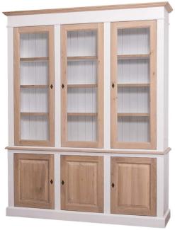 Casa Padrino Landhausstil Wohnzimmerschrank Weiß / Naturfarben 182 x 48 x H. 228 cm - Landhausstil Wohnzimmermöbel