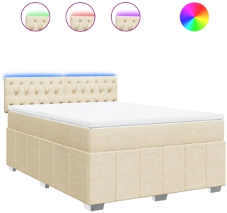 vidaXL Boxspringbett mit Matratze Creme 140x200 cm Stoff 3289403