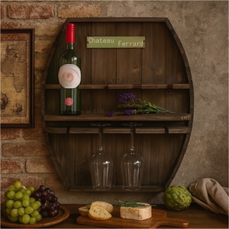 HTI-Living Wandregal Wandbar im Weinfass-Design, Stück 1-tlg, Weinhalter Flaschenregal Regal Vintage