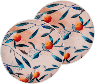 Gartenkissen 2er Set Pflanzenmuster PIALPETTA 40 x 40 cm Orange