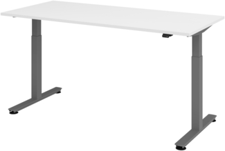bümö elektrisch höhenverstellbarer Schreibtisch weiß 180x80 cm, Gestell: Graphit - Büroschreibtisch höhenverstellbar elektrisch, elektrischer Bürotisch & Gaming Tisch, Stehschreibtisch, XMST-19-W-G