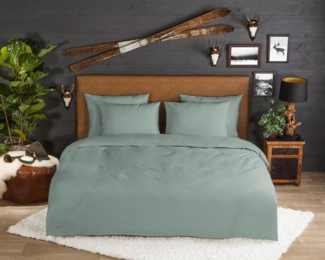 good morning Bettwäsche Flanell Bettwäsche 200 X 200 cm + 2- 80 X 80 cm flanel uni sage grün u, Baumwolle, 3 teilig, bettwäsche 200x200 baumwolle sale warm weihnachten 200x200 bettbezug