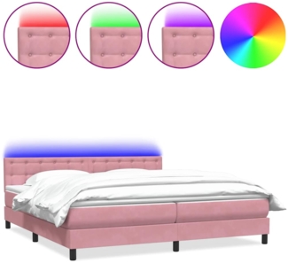 vidaXL Boxspringbett mit Matratze Rosa 180x220 cm Samt 3317330