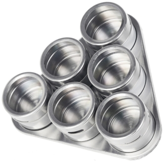 7tlg Edelstahl Metallic Gewürzdosenset Gewürzregal Salz Pfeffer Küche Gewürz Behälter Silber