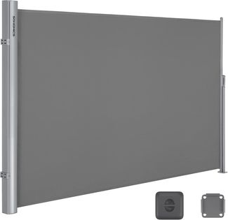 SONGMICS Alu-Seitenmarkise, ausziehbar, blickdicht, Grau, 200x400 cm