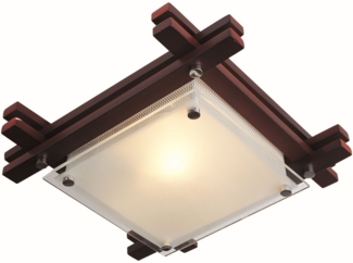 Deckenleuchte Wohnzimmer Deckenlampe Holz Glas rustikal eckig 27 cm 48324