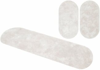 Bruno Banani Hochflor-Bettumrandung Dana Teppich, leichter Glanz, Höhe 30 mm, (3-tlg), unifarben, Mikrofaser, pflegeleicht, Bettvorleger, Schlafzimmer