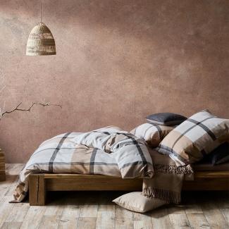 Fleuresse gewebte Edelflanell Bettwäsche Lech Tullamore beige grau|160x210 cm + 65x100 cm