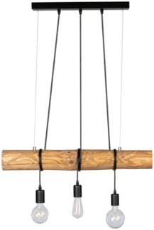 Pendelleuchte, Holz Metall, schwarz, Höhe anpassbar, H 140cm