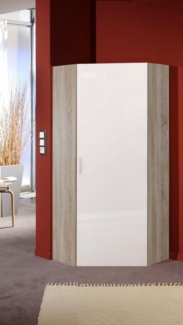 Wimex MALTA Eckschrank Hochglanz Lack weiß und Eiche Sägerau 80cm