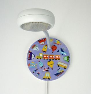 Wandlampe für Kinderzimmer mit Fahrzeug-Motiven, Flexarm, Höhe 20cm