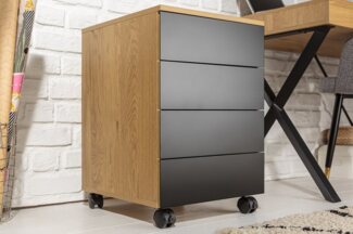 riess-ambiente Rollcontainer STUDIO 40cm natur / schwarz, mit 4 Schubladen