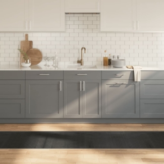 vidaXL Teppich Rechteckig Grau 60x300 cm Bambus 376844