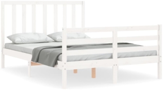 vidaXL Massivholzbett ohne Matratze Weiß 140x190 cm Kiefernholz 3193772