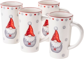 Weihnachtstassen 4er Set 60 cl, Weihnachtsgeschirr Tassen als Kaffeetassen, Glhweintassen oder Punschtassen fr Weihnachten