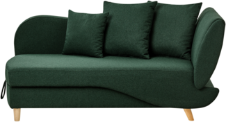 Chaiselongue Leinenoptik grün mit Bettkasten rechtsseitig MERI II