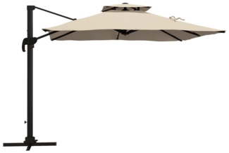 Outsunny Ampelschirm Sonnenschirm 360 grad schwenkbar, LxB: 294x294 cm, Gartenschirm, Terrassenschirm, für Balkon Alu Khaki