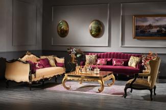 Casa Padrino Luxus Barock Wohnzimmer Set - 2 Sofas & 2 Sessel & 1 Couchtisch - Barock Möbel - Edel & Prunkvoll - Luxus Qualität - Made in Italy