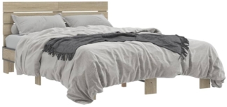 vidaXL Bettgestell Sonoma-Eiche 135x190 cm Holzwerkstoff und Metall 3280163
