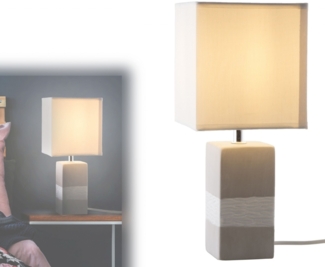 Nino Leuchten 'Creto' Tischlampe, Keramik grau / Stoff weiß
