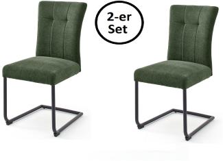 Esszimmerstuhl >Calanda< (2-er Set) in Grün Olive aus Metall - 46x94x62 (BxHxT)