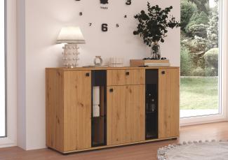 Kommode Salsa 2 Lamellenoptik Anbauwand Wohnwand Sideboard MDF Eiche Artisan