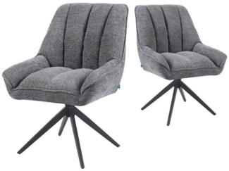 DUBI Möbel Drehstuhl Mika-Zoe 2er-Set, Federkern, pulverbeschichtet, 360° drehbar im 2er-Set