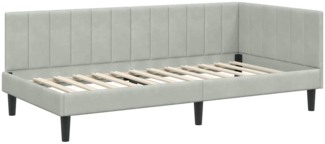 vidaXL Eckbettgestell mit Kopfteil Hellgrau 100 cm x 200 cm Stoff 42016358
