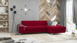 Stylefy Lino Ecksofa Rot Velours