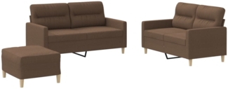 vidaXL 3-tlg. Sofagarnitur mit Kissen Braun Stoff 3201579