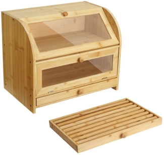 Ribelli Brotkasten Brotkasten, bambus, 2 Etagen + Schublade, Bambus, für Küche