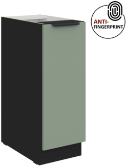 Küchen Unterschrank Schrankauszug 30 cm Küche ARIA Aquamarin ultra matt + Schwarz matt, hochwertige Fronten mit Anti Fingerprint Beschichtung Küchenzeile Küchenblock