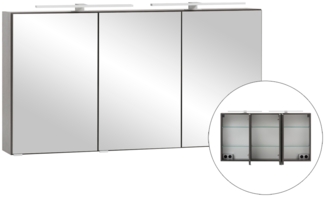 3D-Spiegelschrank 120 cm breit VIDAGO-03 in graphit mit LED Beleuchtung, B/H/T: ca. 120/64/20 cm