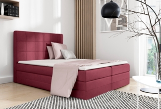 99rooms Minor Boxspringbett Velours MONOLITH Bordeaux 160x200 cm