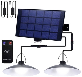 Rosnek LED Außen-Deckenleuchte 1/2/3/4 Kopf, Solar, Vintage, für Shop Hof Garage Verandatür, Warmweiß, Weiß, Fernbedienung, wasserdicht