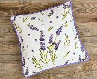 matches21 HOME & HOBBY Kissenbezüge Kissen-Bezug 40x40 cm Lavendel grün kariert Landhaus Baumwolle, (1 Stück), Wohnzimmer Kissen-Hülle als Deko-Kissen Zier-Kissen Sofa-Kissen