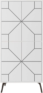 Calicosy 'DUNE' Hoher Buffetschrank mit 4 weißen Türen H136 cm - Weiß