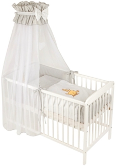 Babybett 60x120 cm – Komplett für Neugeborene – Giraffe Grau Design