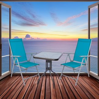 3-tlg Bistro Garnitur Bistromöbel Klappstuhl Sitzgruppe Hochlehner