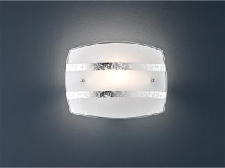 TRIO Leuchten LED Wandleuchte, LED wechselbar, Warmweiß, innen Lampenschirme Milch-glas mit Silber Dekor Design, Breite 30cm