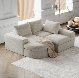 MODFU Sofa Modulares Chenille-Sofa mit Nackenkissen, L-Liegestuhl, ohne Gestell & Montage, komfortabel 1 Teile, mit Relaxfunktion