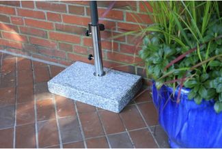 Balkon-Schirmständer 25kg, rechteckig Granit / Edelstahl, für Ø25-40 mm Rohre