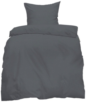Casa Colori Bettwäsche Seersucker Bettwäsche 135x200 Reißverschluss Grau, Seersucker, 2 teilig, leicht
