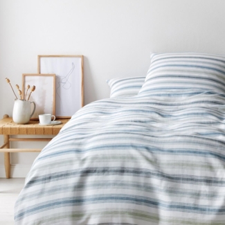 elegante Halbleinen Bettwäsche Bliss aqua|135x200 cm + 80x80 cmelegante Halbleinen Bettwäsche Bliss aqua