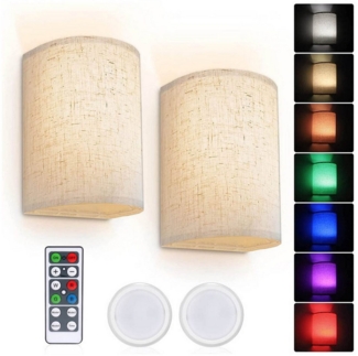 Qualra LED Wandleuchte 2er/Set Wandlampe Innen LED Wandleuchte 16 RGBW Farben Dimmbar, Fernbedienung für Wohnzimmer Schlafzimmer Flur