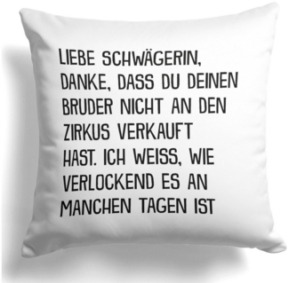 22Feels Dekokissen Schwägerin Geschenk Hochzeit Geburtstag Weihnachten Frau -Dein Bruder-, Deko mit Persönlichkeit