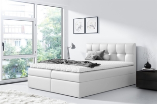 Boxspringbett Schlafzimmerbett CARMEN 160x220 cm Kunstleder Weiss