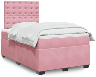 vidaXL Boxspringbett mit Matratze Rosa 120x190 cm Samt 3293175