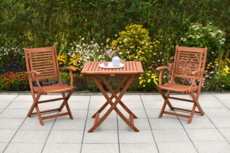 MERXX Garten-Essgruppe »Cordoba«, (Set, 3-tlg, Geöltes Eukalyptusholz), Tisch klappbar: LxB: 70x70 cm